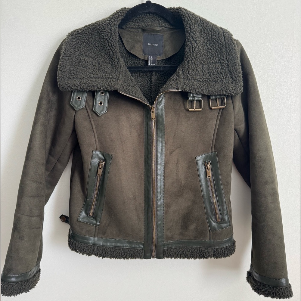 Forever 21 Moto Jacket Suede Size Small